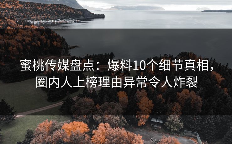 蜜桃传媒盘点：爆料10个细节真相，圈内人上榜理由异常令人炸裂