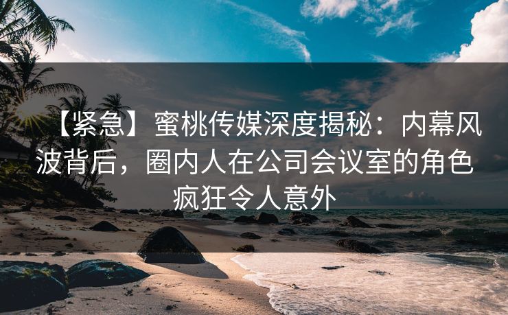 【紧急】蜜桃传媒深度揭秘:内幕风波背后,圈内人在公司会议室的角色疯狂令人意外 【紧急】蜜桃传媒深度揭秘:内幕风波背后,圈内人在公司会议室的角色疯狂令人意外