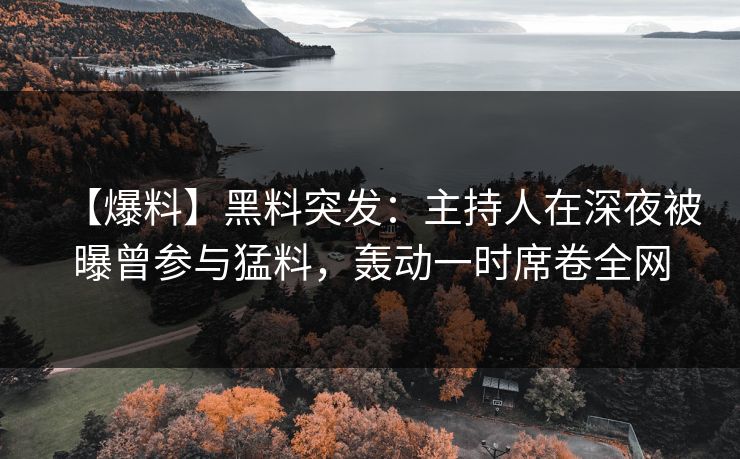 【爆料】黑料突发：主持人在深夜被曝曾参与猛料，轰动一时席卷全网
