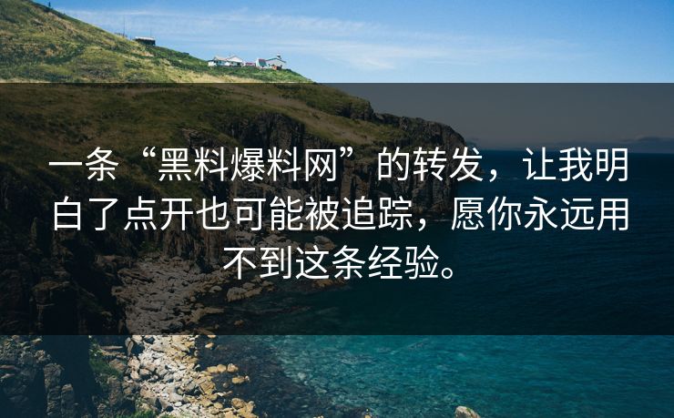 一条“黑料爆料网”的转发，让我明白了点开也可能被追踪，愿你永远用不到这条经验。