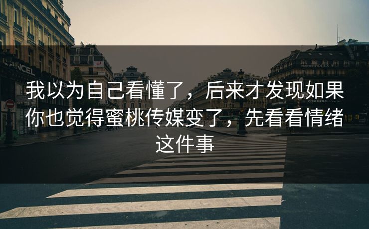 我以为自己看懂了，后来才发现如果你也觉得蜜桃传媒变了，先看看情绪这件事