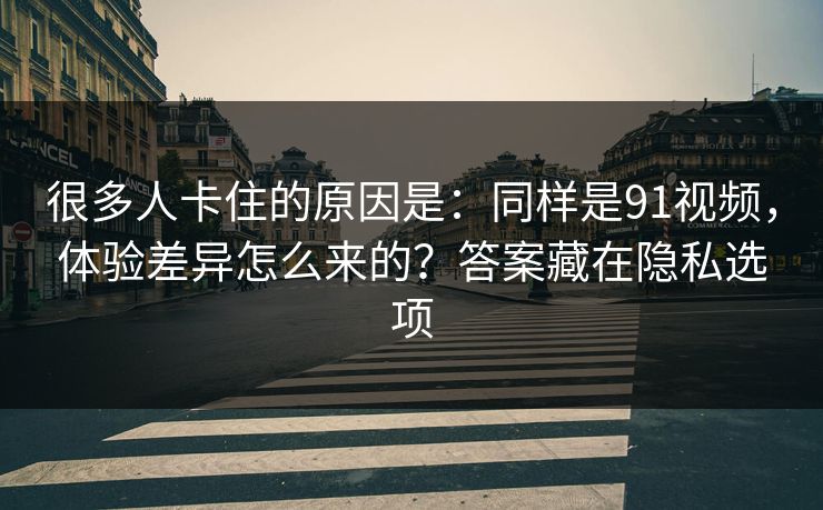 很多人卡住的原因是：同样是91视频，体验差异怎么来的？答案藏在隐私选项